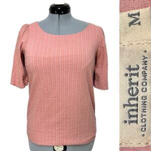 Inherit Clothing Company Cotton Striped Top Butterfly Sleeve Scoop Neck Sz: M